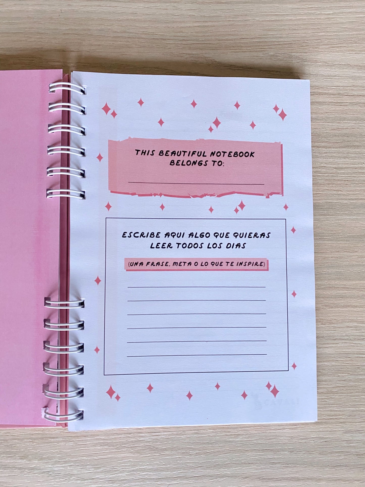 The notebook in pink